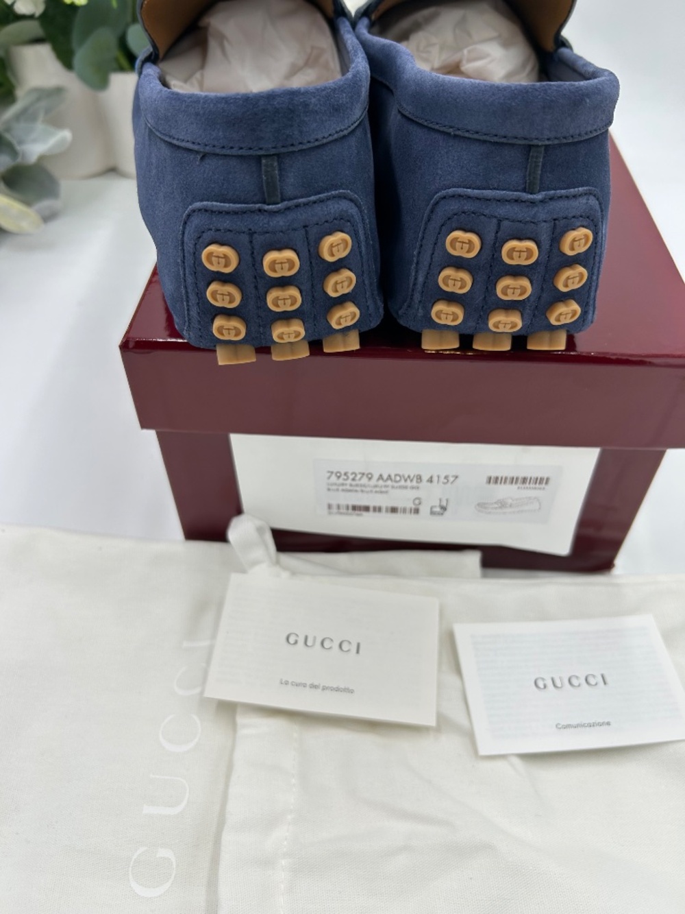Men’s Gucci blue suede GG embossed loafer. Size 11.(fits 11.5) Made in Italy - Picture 5 of 11